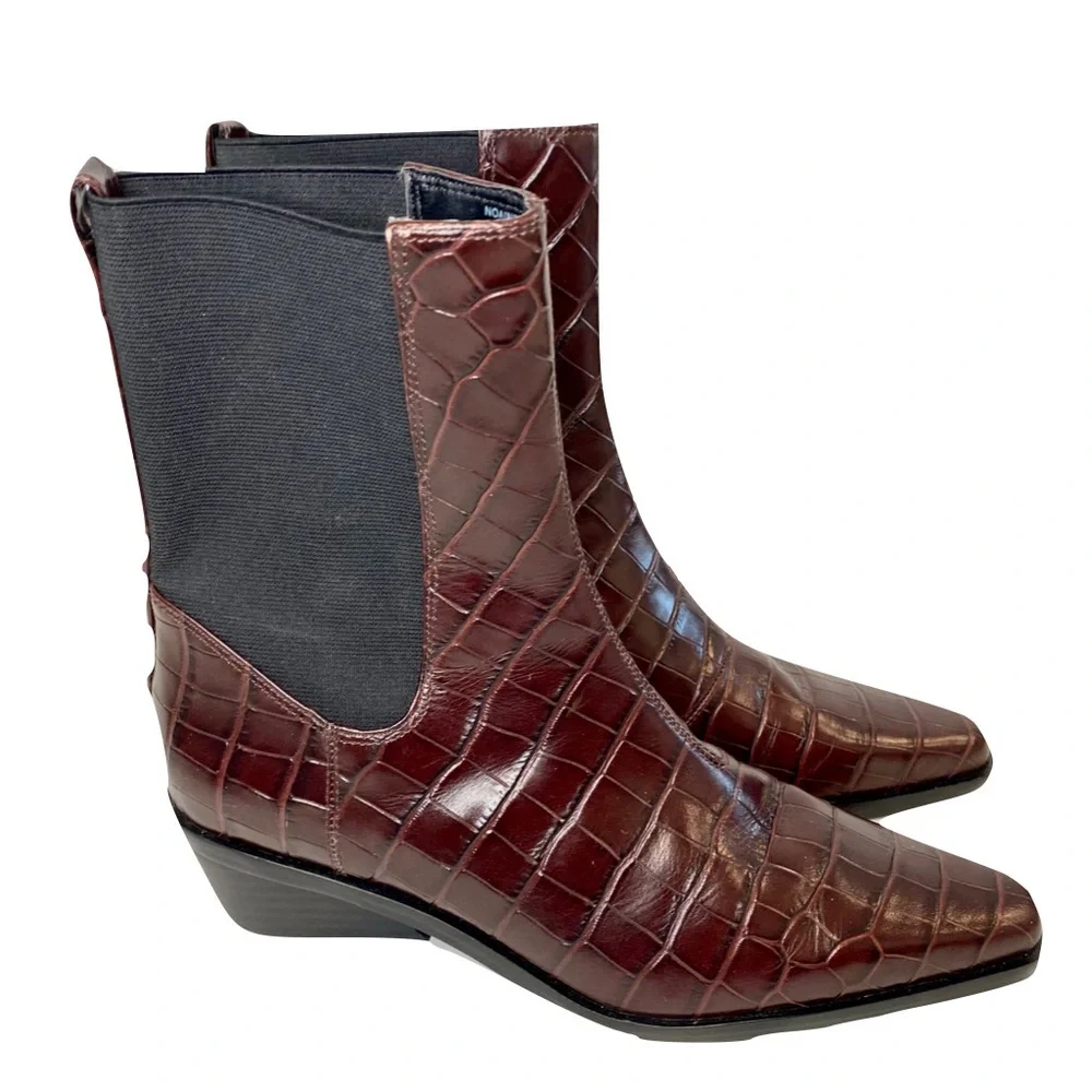 Nordstrom Women’s Ainsley2 Embossed Leather Chelsea Western Boot Brown Size 9.5 - Picture 8 of 14